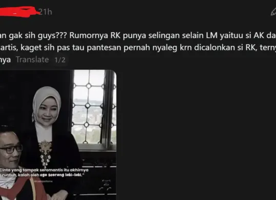 Mnetion dari dari salah satu netizen Threads bahwa RK dirumorkan dekat dengan AK (Sumber: Threads/@novela.puri)
