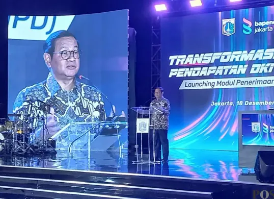 Gubernur Jakarta, Pramono Anung, saat memberikan sambutan dalam acara launching Pelatihan Gig Economy di Gedung Jakarta Creative Hub, Jakarta Pusat, Kamis, 18 Desember 2025. (Sumber: POSKOTA | Foto: M Tegar Jihad)