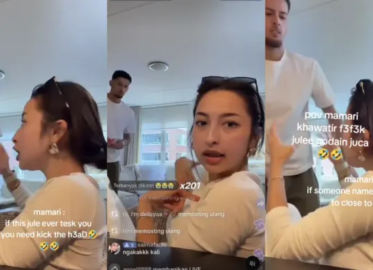 Jennifer Coppen saat siaran langsung di TikTok menanggapi isu dugaan perselingkuhan yang menyeret nama Jule dan kekasihnya, Justin Hubner. (Sumber: Threads/@nurmahmte)