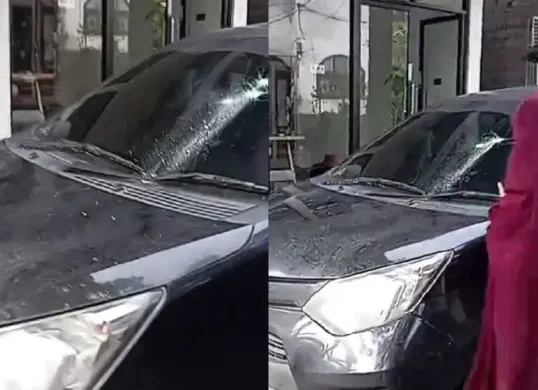 Aksi wanita rusak kaca mobil viral (Sumber: TikTok/helimyokta)