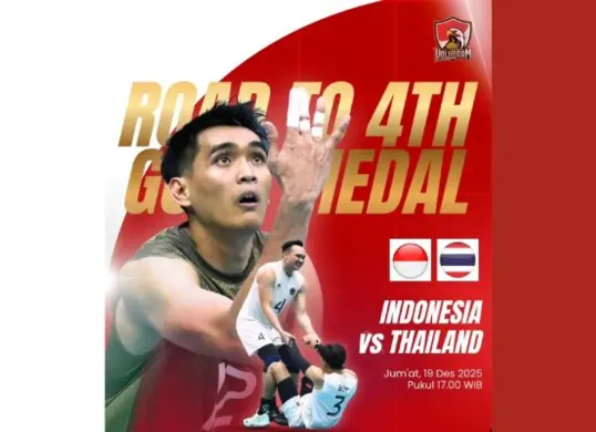 Link live streaming final Voli Putra Indonesia vs Thailand di SEA Games 2025. (Sumber: Instagram/@voligram)