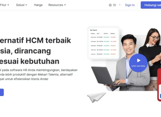 Tampilan halaman utama Mekari Talenta sebagai solusi Cloud HCM untuk pengelolaan SDM modern, mencakup payroll, absensi, dan manajemen karyawan dalam satu sistem terintegrasi. (Sumber: talenta.co)