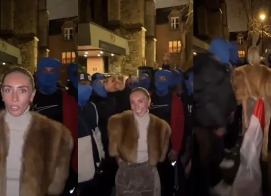 Usai dideportasi dari Bali, bintang film dewasa Bonnie Blue kembali picu kontroversi dengan lecehkan bendera Indonesia di London. (Sumber: Instagram/@balilivin)