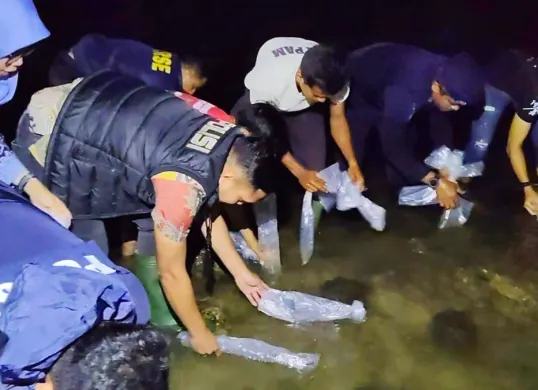 Pelepasan BBL di Perairan Labuan Caringin, Kabupaten Pandeglang, Banten. (Sumber: Polres Metro Tangerang Kota)