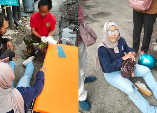 Seorang pengendara sepeda motor mengalami kecelakaan tunggal pada Senin, 29 Desember 2025 sekitar pukul 06.10 WIB di depan dealer Kawasaki arah Jakarta, Ciputat Timur, Tangerang Selatan. (Sumber: Polsek Ciputat Timur)