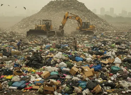 Ilustrasi tumpukan sampah. (Sumber: Gemini Ai)