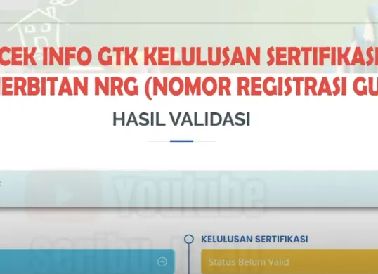 Nomor Registrasi Guru (NRG) adalah identitas resmi guru bersertifikasi. Simak cara cek NRG di Info GTK (Sumber: Youtube/Seribujalan)