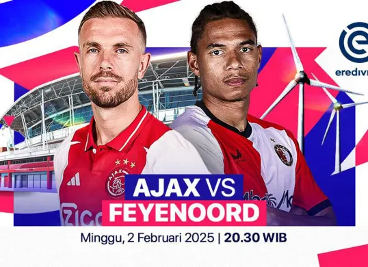 Link live streaming Ajax vs Feyenoord dalam laga klasik Eredivisie Liga Belanda musim 2024-25 di pekan 21. (Sumber: Vidio)