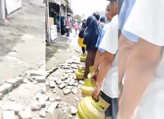 Kelangkaan gas 3 KG membuat warga Tangerang antre panjang. (Sumber: Instagram/sipalingbanten)