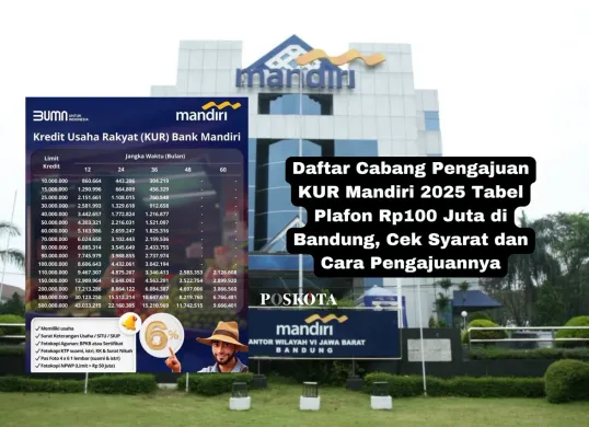 Ajukan di kantor cabang terdekat di bandung KUR Mandiri 2025 menawarkan pinjaman hingga Rp500 juta dengan bunga rendah mulai 6% per tahun. Simak tabel angsuran, syarat, dan cara pengajuannya. (Sumber: Poskota/Yusuf Sidiq)