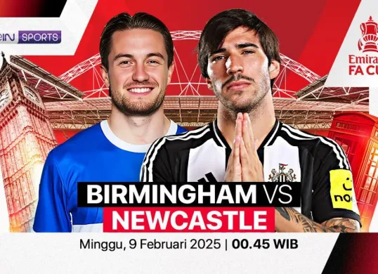 Streaming Birmingham City vs Newcastle United di putaran 5 FA Cup 2024-25. (Foto: Vidio)