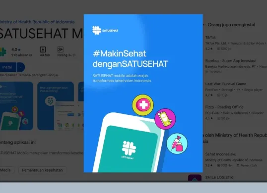 Cek kesehatan gratis bagi masyarakat bisa dilakukan dengan mendaftar terlebih dahulu di platform satusehat mobile. (Sumber: DOk. Google Play Store)