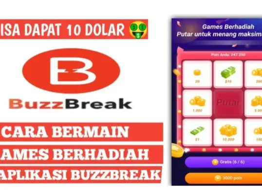 aplikasi BuzzBreak merupakan aplikasi penghasil uang yang mudah dilakukan