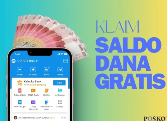 Klaim saldo DANA gratis dari situs survei berikut ini. (Sumber: Poskota/Febrian Hafizh Muchtamar)