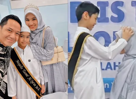 Potret Alyssa Soebandono dan Dude Harlino saat menghadiri Tasmi Al Quran sang anak. (Sumber: Tangkap Layar Instagram/@ichasoebandono)