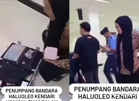 Seorang penumpang kehilangan barang berharga termasuk perhiasan emas dan jam tangan di dalam koper di Bandara Haluoleo Kendari. (Sumber: Tangkap Layar X/@heraloebss)