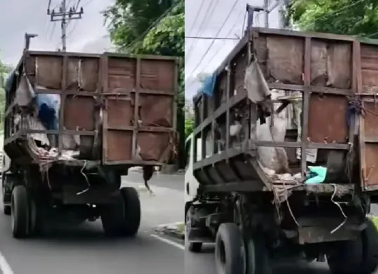 Kondisi truk pengangkut sampah di Kota Bandar Lampung yang dinilai tidak layak beroperasi. (Sumber: Tangkap Layar Instagram/@medsos_rame)