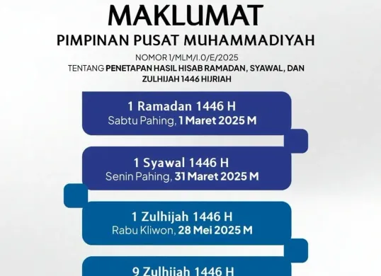 Melalui akun resmi Muhammadiyah di Instagram, PP Muhammadiyah tetapkan 1 Ramadan 1446 H pada tanggal 1 Maret 2025. (Sumber: Instagram/lensamu)