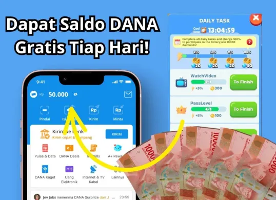 Cara dapat saldo DANA gratis Rp50.000 setiap hari. (Sumber: Poskota/Audie Salsabila)