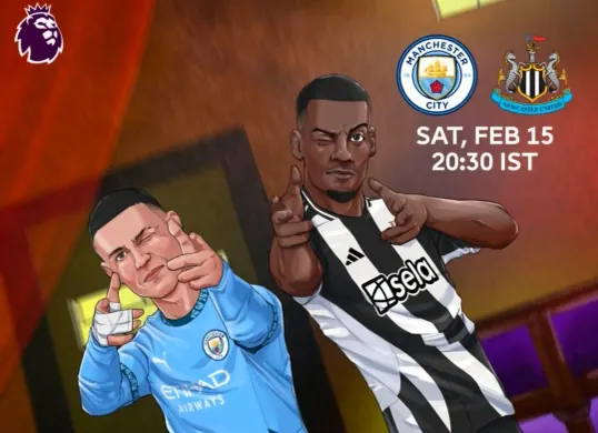 preview, jadwal pertandingan dan link live streaming resmi Liga Inggris Man City vs Newcastle United. (Sumber: X/ PLforIndia)