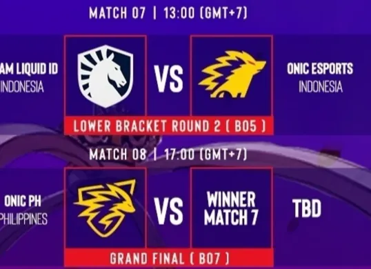 Jadwal laga semifinal playoff ESL Snapdragon Mobile Legends mempertemukan tim liquid ID vs Onic Indonesia,, Minggu 16 Februari 2025. (ESL Indonesia)