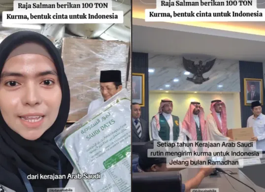 Netizen pertanyakan hadiah kurma Raja Salman yang tak pernah mereka rasakan hingga viral di TikTok. (Sumber: Tiktok/@bilasalsabiila)