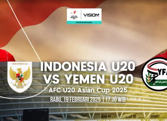 LINK LIVE STREAMING Timnas Indonesia vs Yaman Piala Asia U-20 Hari Ini Kick Off Pukul 18.30 WIB (Sumber: Vision Plus)