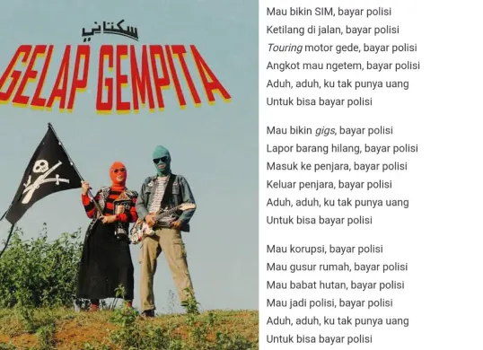 Lirik lagu 'Bayar Bayar Bayar' oleh band punk Sukatani (Sumber: Istimewa)