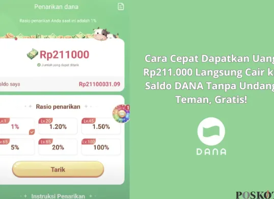 Dapatkan saldo Dana hingga Rp211.000 dalam sehari! Withdraw cepat dan mudah tanpa ribet. Yuk, mulai sekarang! (Sumber: Poskota/Yusuf Sidiq)