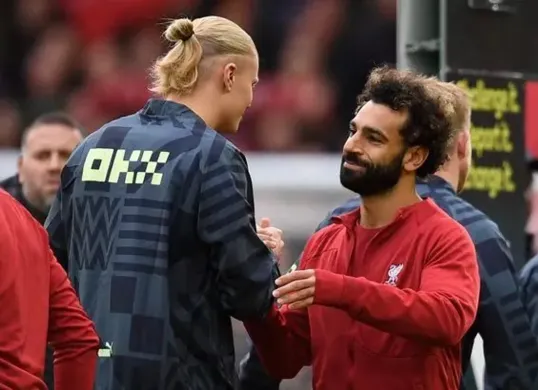 Kata sindiran dari Mohamed Salah kepada Erling Haaland yang harusnya lebih banyak cetak gol. (Sumber: X/ EPL_Gunlukleri)