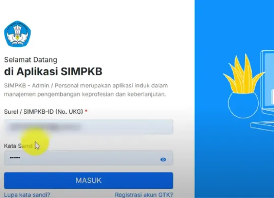 Tampilan login SIM PKB 2025. Pastikan surel dan kata sandi yang digunakan sudah benar. (Sumber: paspor-gtk.belajar.kemdikbud.go.id)