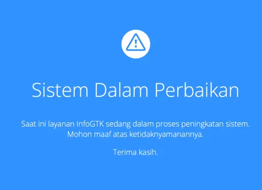 Ilustrasi layanan Info GTK yang masih tidak dapat diakses hingga hari ini. (Sumber: Kemdikbud.go.id)