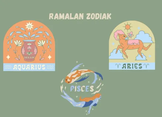 Zodiak Aquarius, Pisces, dan Aries hari ini Jumat 28 Februari 2025 soal asmara. (Canva)