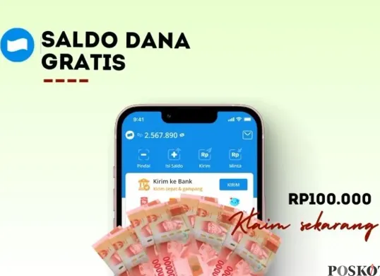 Berikut cara klaim saldo DANA gratis hingga Rp100.000 (Sumber: Poskota/Della Amelia)