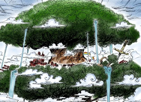 Penampakan Pulau Elbaf dalam One Piece. (Sumber: X/@OAlyhia)