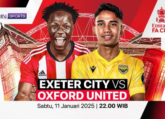 Link Live Streaming Exeter City vs Oxford United. (Sumber: Vidio)