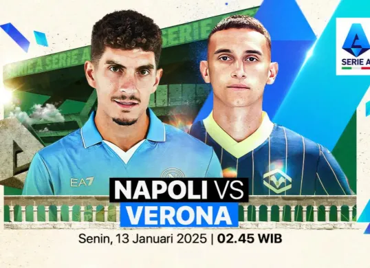 Cek jadwal pertandingan dan info live streaming Liga Italia pekan ke-20 Napoli vs Verona. (Sumber: Vidio.com)