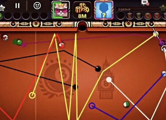 8 Ball Pool MOD APK 2025 menawarkan fitur menarik seperti Free Aim Hack dan EV Loader untuk mempermudah permainan billiard digital ini. (Sumber: Pinterest)