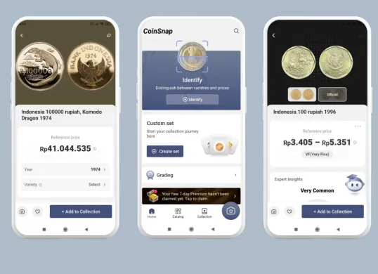 Aplikasi cek koin CoinSnap, wajib diunduh kolektor pemula maupun profesional. (Sumber: Poskota/Syifa Luthfiyah)