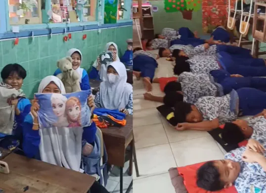 Siswa SMPN 39 Surabaya menerapkan program tidur siang di sekolah. (Sumber: Tangkap Layar Instagram/@smpn39sbyofficial)