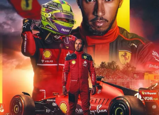 Percobaan pertama Lewis Hamilton di belakang kemudi Ferrari (Sumber: IG: @racing.news)