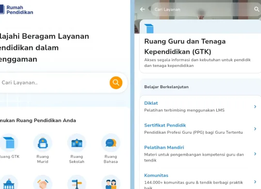 Ilustrasi akses Ruang GTK di aplikasi Rumah Pendidikan. (Sumber: Rumah Pendidikan)