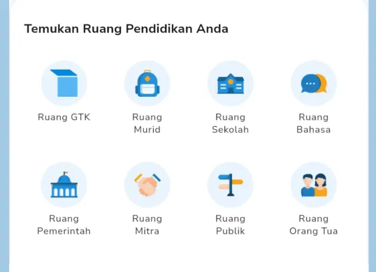 Ilustrasi daftar fitur yang dapat diakses di aplikasi Rumah Pendidikan. (Sumber: Rumah Pendidikan)