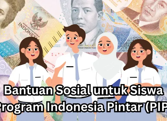 Penyaluran bantuan sosial Program Indonesia Pintar. (Sumber: Canva)