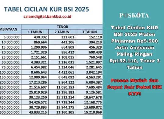 Tabel pinjaman KUR BSI 28 januari 2025. Terbaru! (Sumber: Poskota/Yusuf Sidiq)