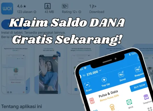 Saldo DANA gratis dari aplikasi penghasil uang Woilo. (Sumber: Poskota/Syifa Luthfiyah)