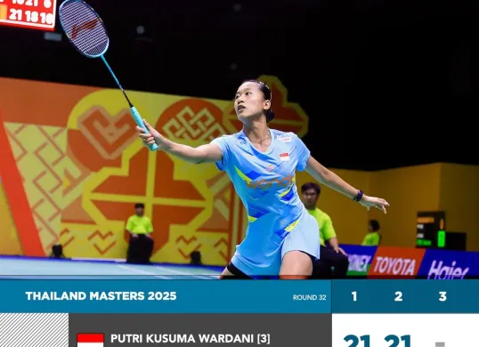 Putri Kusuma Wardani saat berlaga di Thailand Masters 2025 (Sumber: IG: @badminton.ina)