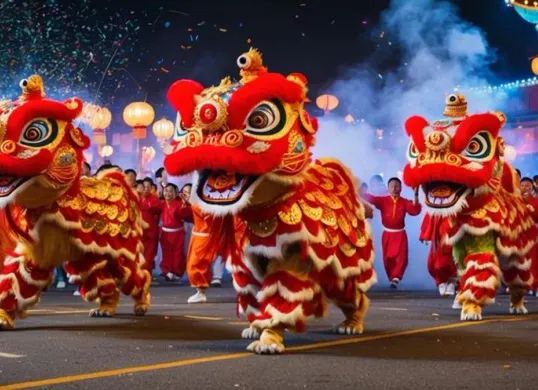 Meriahnya pertunjukan Barongsai dalam perayaan Tahun Baru Imlek 2025 di Yogyakarta. Saksikan atraksi spektakuler di berbagai lokasi! (Sumber: Pinterest)