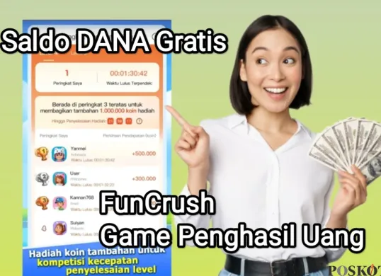 Game penghasil uang FunCrush terbukti membayar saldo DANA gratis. (Sumber: Play Store)
