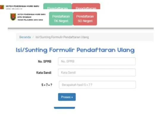 SPMB SMP Kota Semarang jenjang SMP 2025. (Sumber: Tangkap layar smpb.semarangkota.go.id)